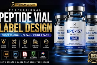 do peptide vial label, spray cosmetic vial label design peptide sarms supplement