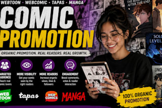 promote webtoon, webcomic, tapas and manga for organic audience promotion