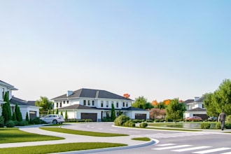 visualize 3d townhouse exterior,proposed siteplan render, modern gated community