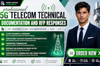 write 5g telecom technical documentation, rfp responses and network design docs