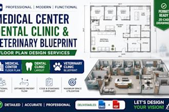 design medical center floor plan, dental clinic and veterinary blueprint