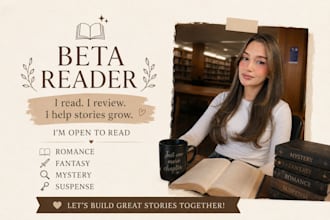 beta read your romance, fantasy, mystery, and suspense story