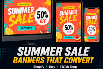 design a high converting summer sale banner for shopify, etsy and tiktok shop