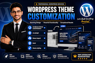 do wordpress theme customization, css plugin, demo import, htlm, theme styling