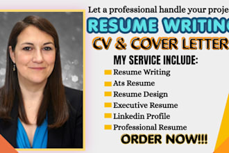 deliver professional resume writing, executive resume, CV, ats resume services