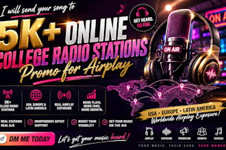 send your song to 5k US europe latin america online college radio stations promo