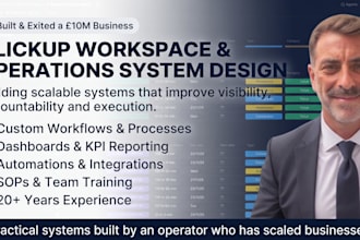 design a clickup workspace to manage your team, projects and operations