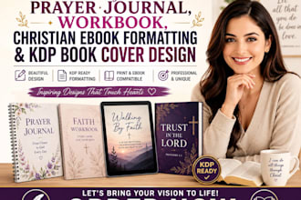 design prayer journal, workbook christian ebook formatting kdp book cover design