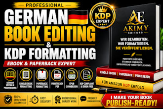 do german book editing, ebook and paper back formatting for amazon KDP