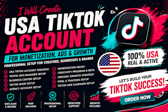 create USA tiktok account tiktok ads account  tiktok US account for non US