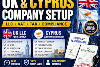 do UK llc and cyprus company registration with vat and full compliance