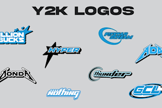 design a custom y2k chrome logo for your brand