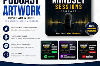 design podcast artwork podcast cover art and logo for spotify, apple and youtube