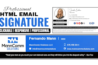 design clickable HTML email signature for gmail,  outlook and apple mail