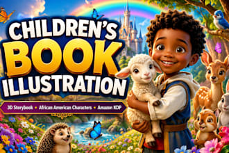 create 3d african american children book and kids story book