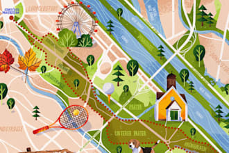 design custom hiking trail, park, and tourism vector maps for navigation outdoor