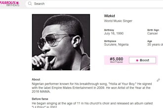 create and boost famous birthdays profile