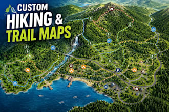 design a hiking map, trail map, biking map, campground map, or park map