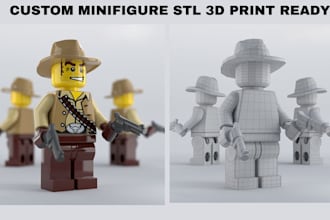 create a custom lego style minifigure 3d model for stl 3d printing