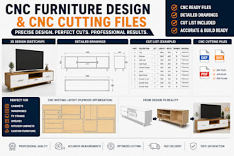 create furniture plans for cnc cutting, woodworking and carpentry
