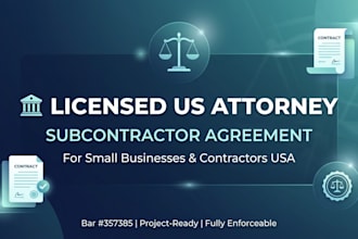 draft a subcontractor agreement for USA businesses and contractors