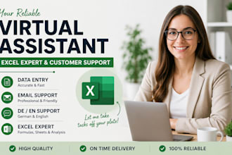 do professional german data entry, excel cleanup and email support
