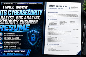 write ats cybersecurity analyst soc  analyst  security engineer resume