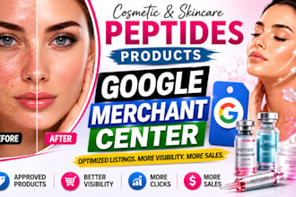 setup google merchant center for cosmetics skincare peptide gmc