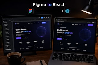 convert figma to react landing page with tailwind css