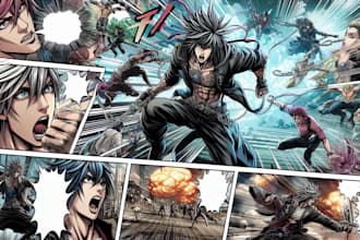create professional manga comic page illustration