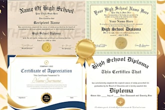 create professional editable certificate and diploma degree design in 24 hours