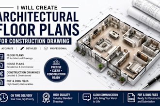 create architectural floor plans for construction drawing