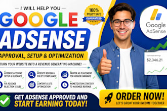 help you set up google adsense approval fix issues, and optimize monetization