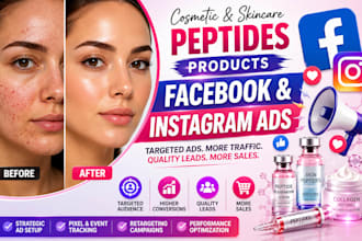 setup, manage cosmetics, skincare peptide facebook and instagram ads