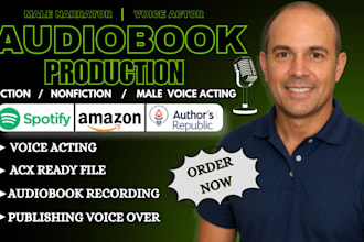 narrate or edit audiobook, novel male voiceover, audiobook to author republic