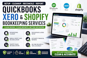 setup quickbook xero shopify bookkeeping cleanup quickbook financial reports qbo