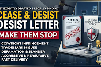 write an aggressive cease and desist letter for copyright or defamation