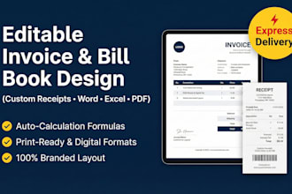 create, make, design and editable custom invoice, receipt, bill book