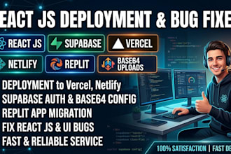 deploy base44 to supabase upload replit app netlify vercel react js bugs fixing