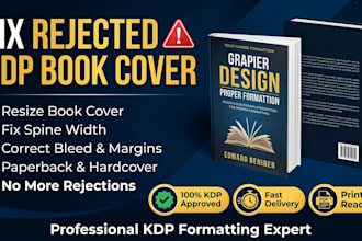fix rejected book cover format resize design book cover paperback kindle cover