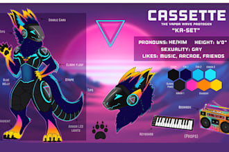 draw protogen reference sheet furry ref sheet fursona anthro character design