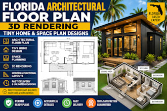 draw florida architectural floor plan 3d rendering tiny home space plan designs