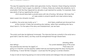 give feedback and coverage, help with your script rewrites