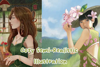 create a cozy digital illustration for you