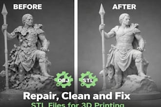 fix stl file for 3d printing, repair mesh errors, modify optimize 3d  print file