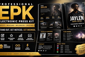 design a professional electronic press kit for an artist, musicians, influencers