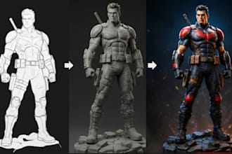 convert 2d to 3d model image to 3d sketch to 3d toy  3d miniature