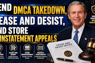 send dmca takedown, cease and desist, and store reinstatement appeals