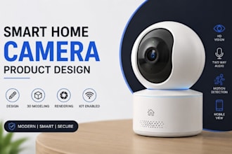 design iot smart home device, camera smart device electronics, gadget 3d render