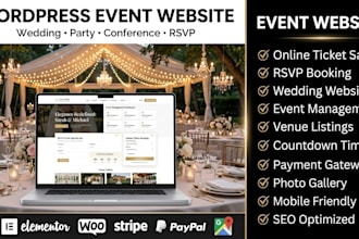 build wordpress event website, ticket website, party website, wedding website